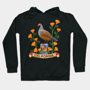 California quail state bird Californian poppy flowers Hoodie